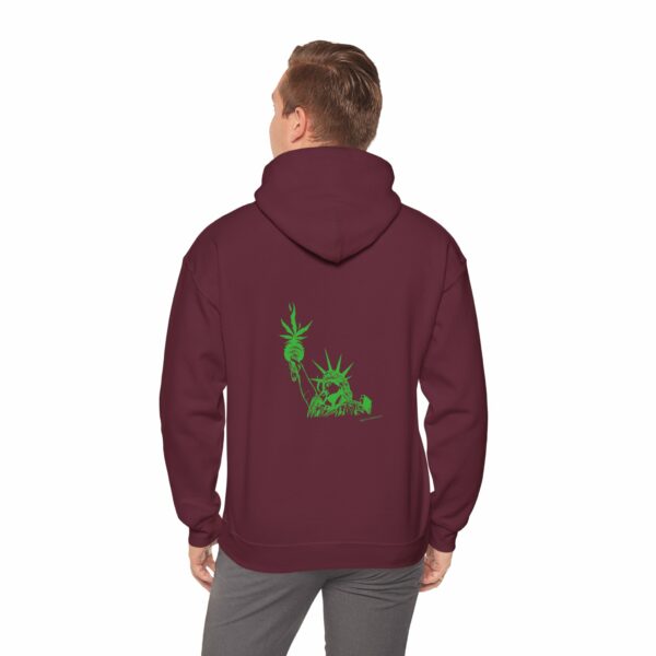 Marijuana Statue of Liberty with Cannabis Flames Hoodie - Image 12