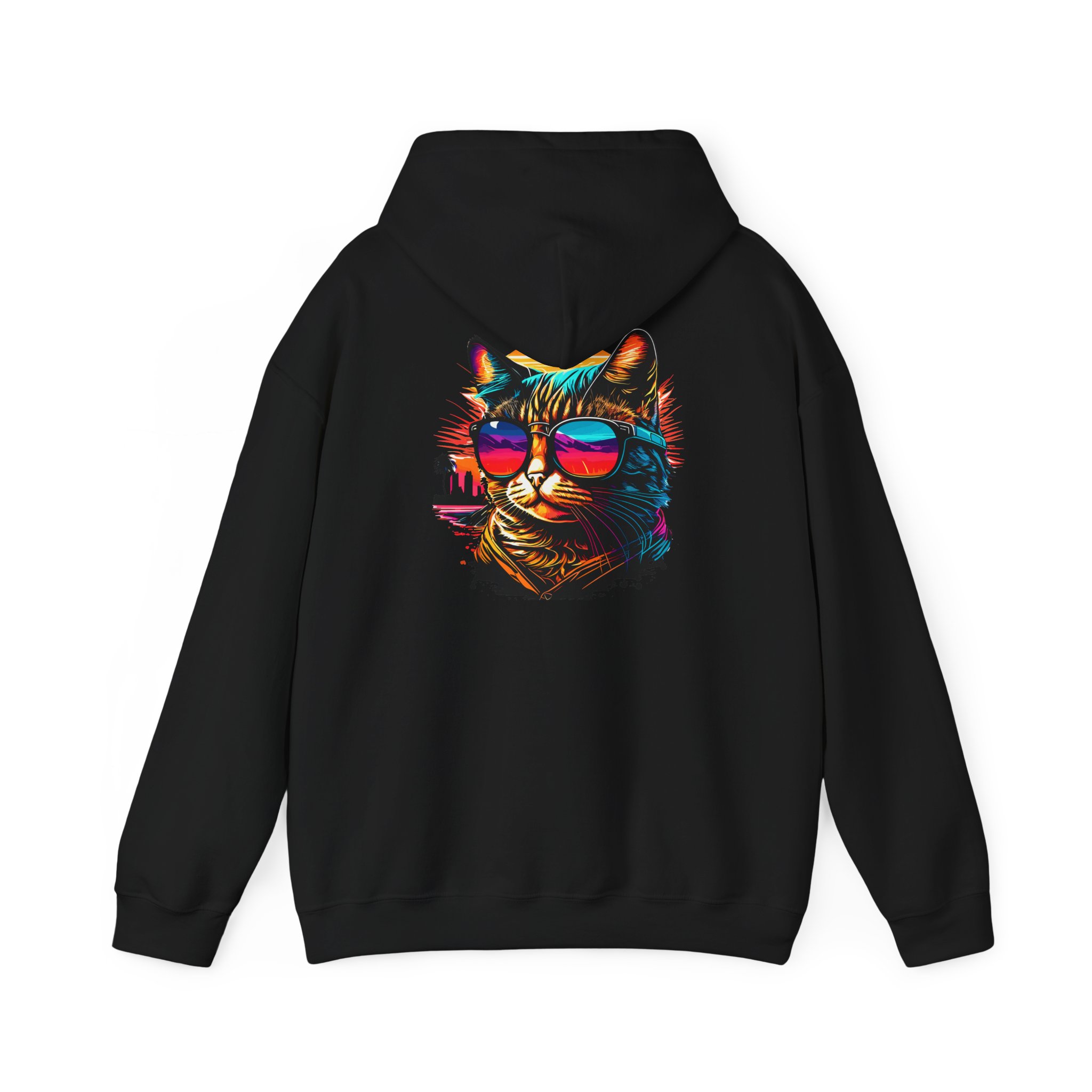 Sunset Cat Sunglasses Graphic Hoodie - Image 3