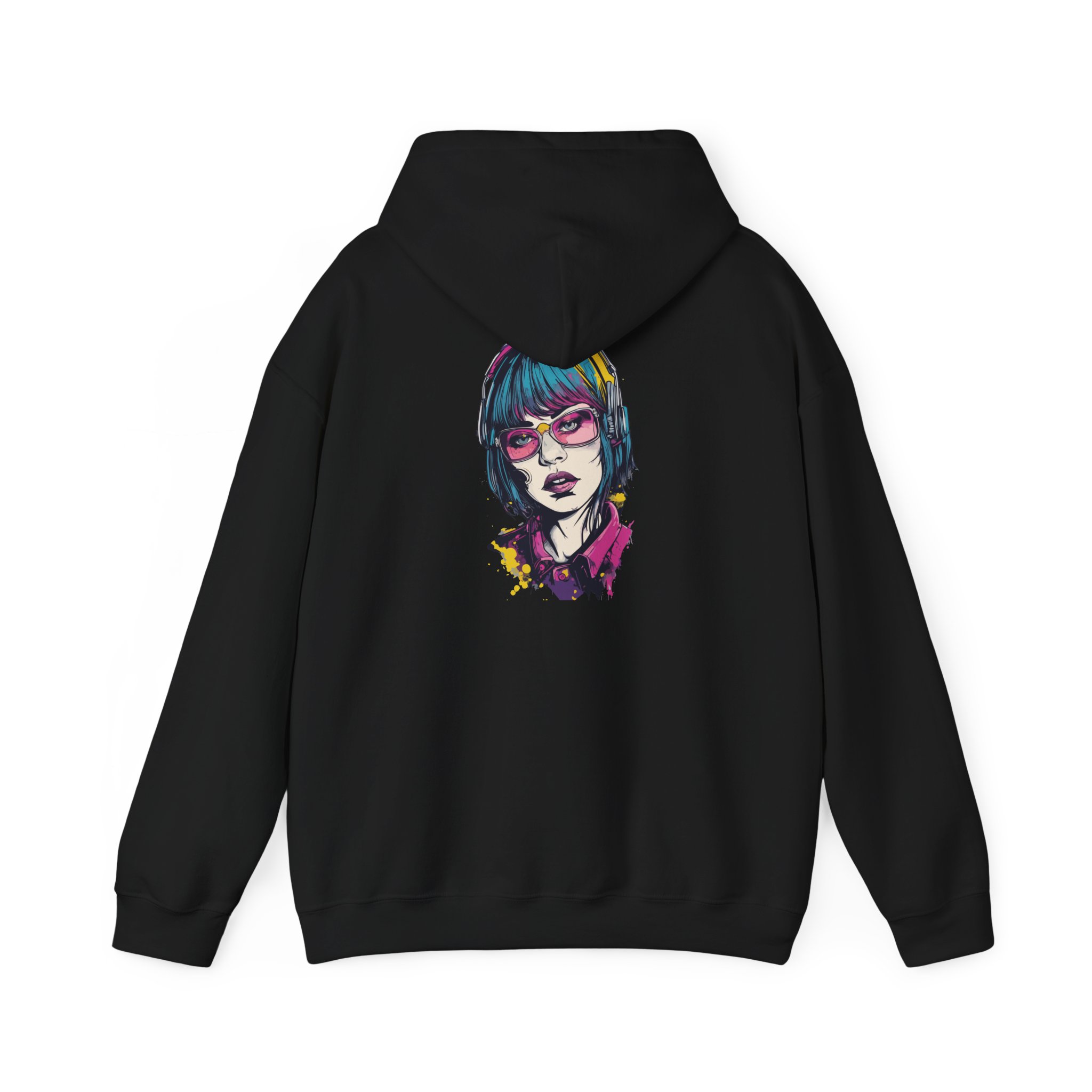 Headphone Glasses Portrait Graphic Hoodie - Image 3
