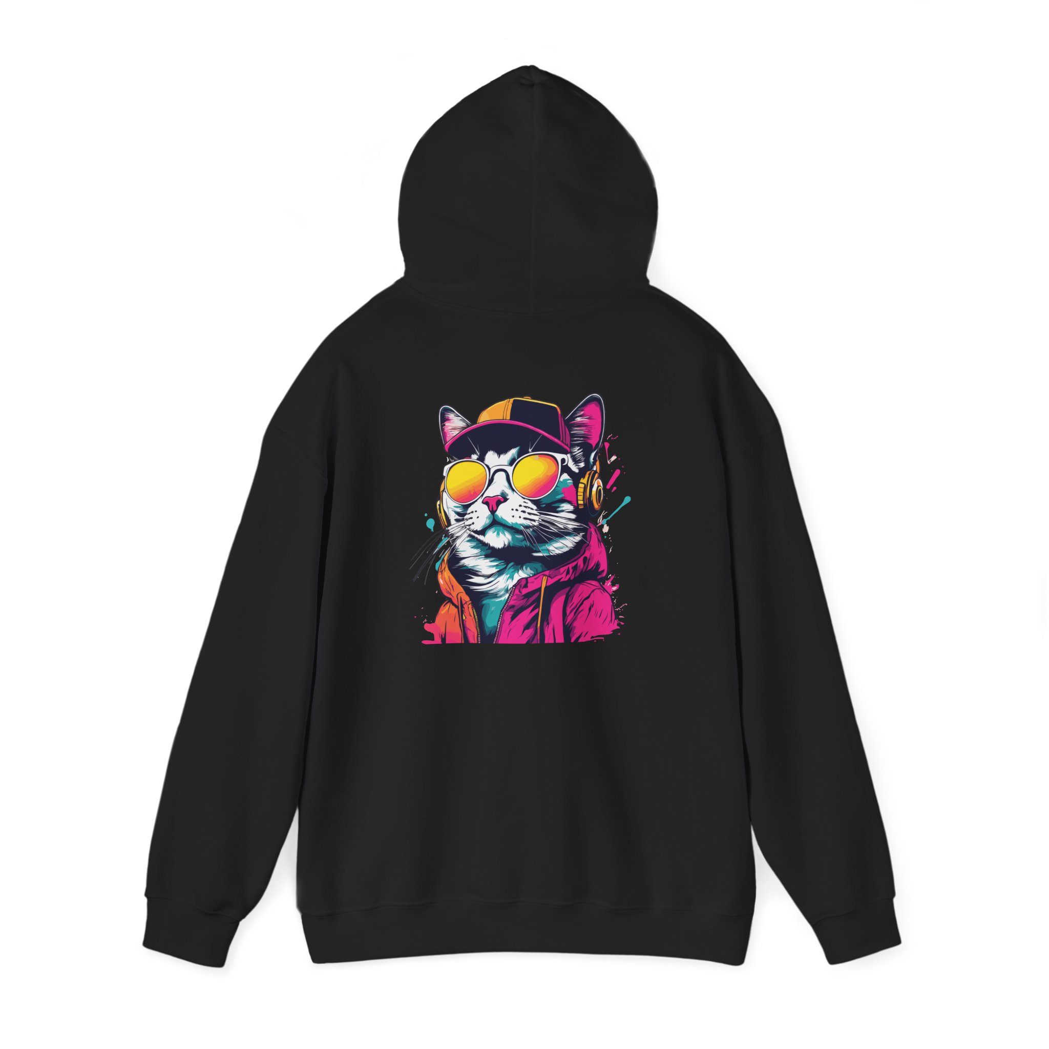 Cap Cat Headphones Graphic Hoodie