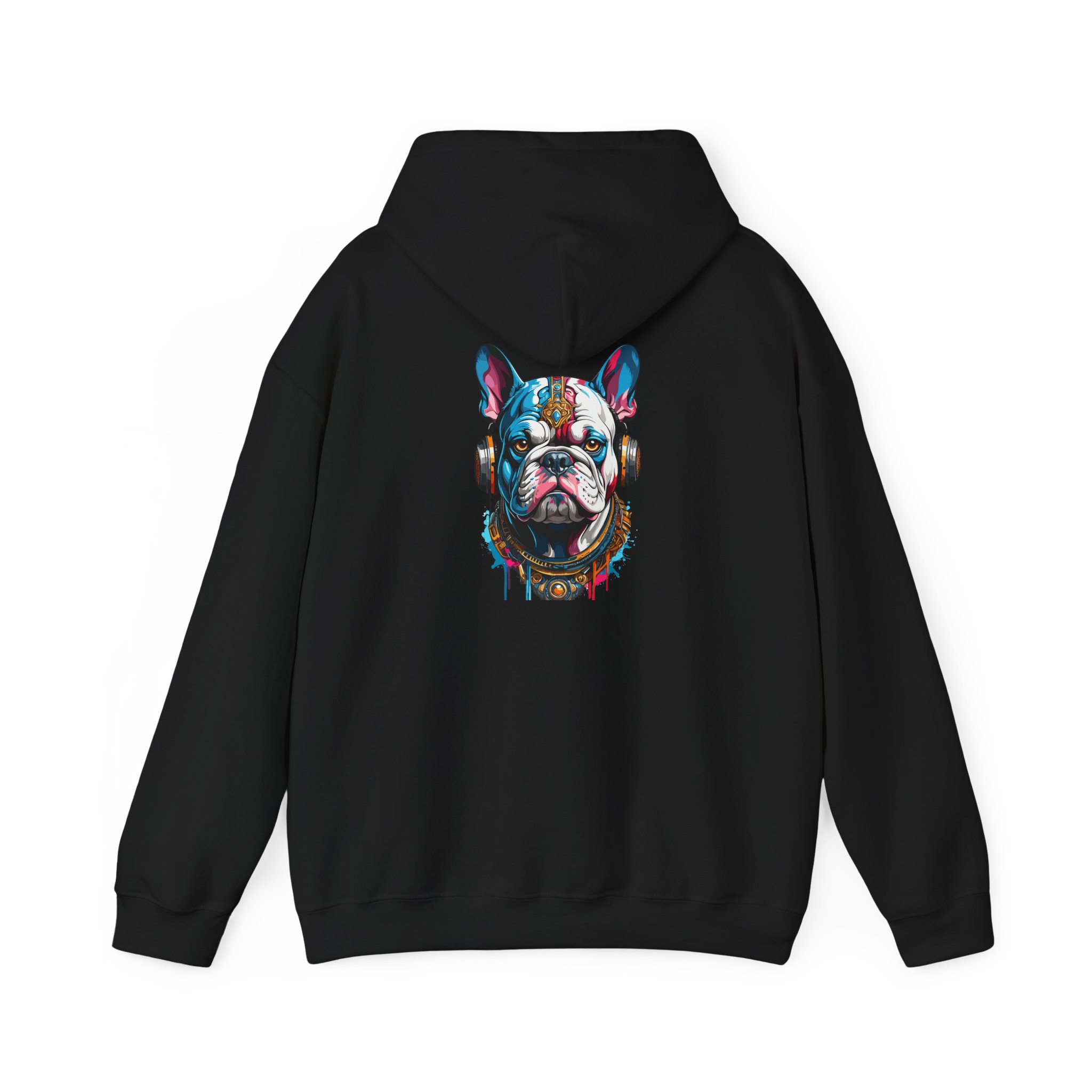 Cyber Bulldog Headphones Graphic Hoodie - Image 3