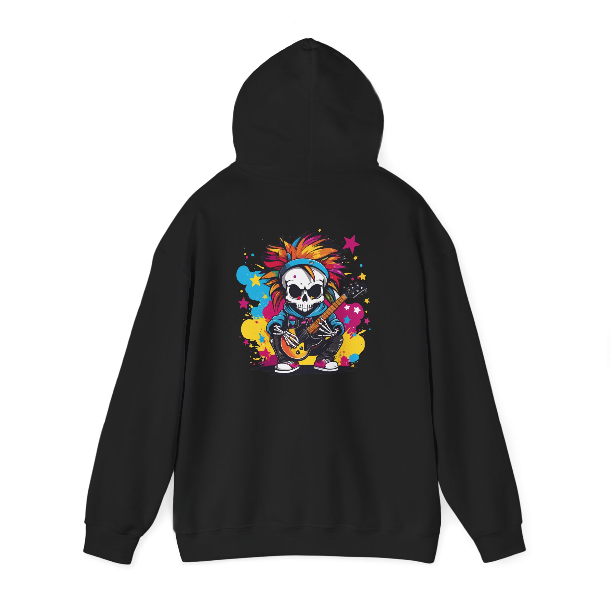 Mohawk Guitar Skull Graphic Hoodie