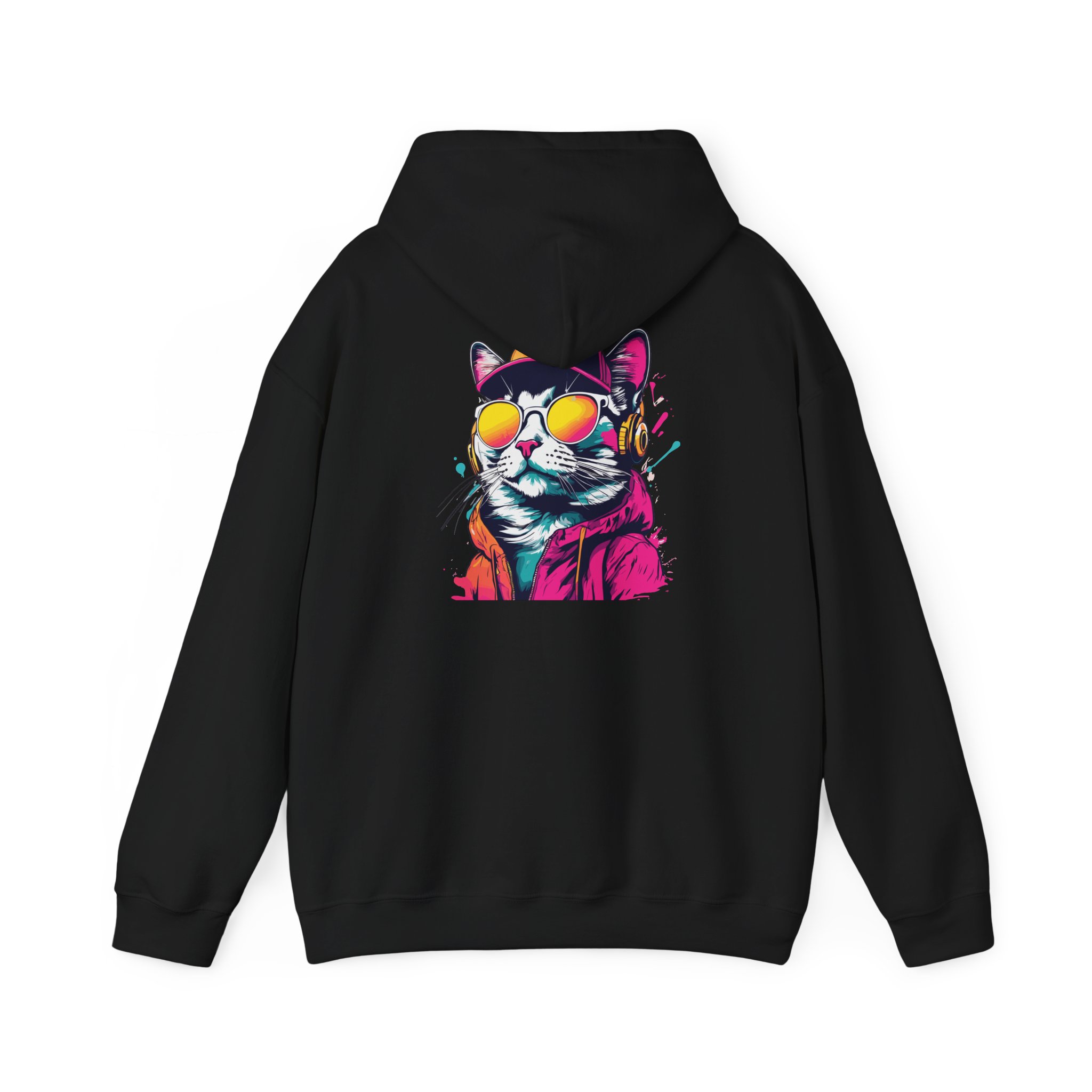 Cap Cat Headphones Graphic Hoodie - Image 3