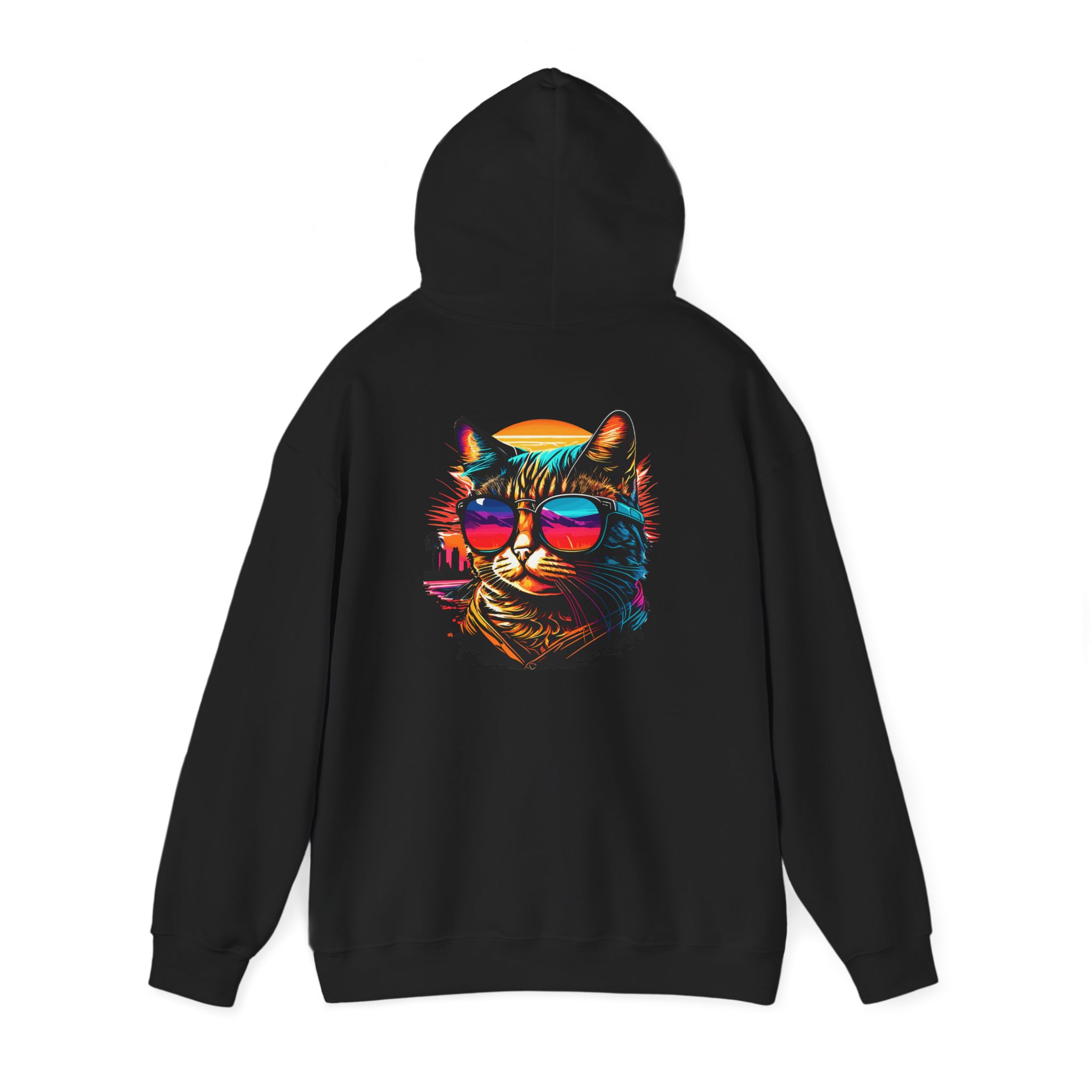 Sunset Cat Sunglasses Graphic Hoodie
