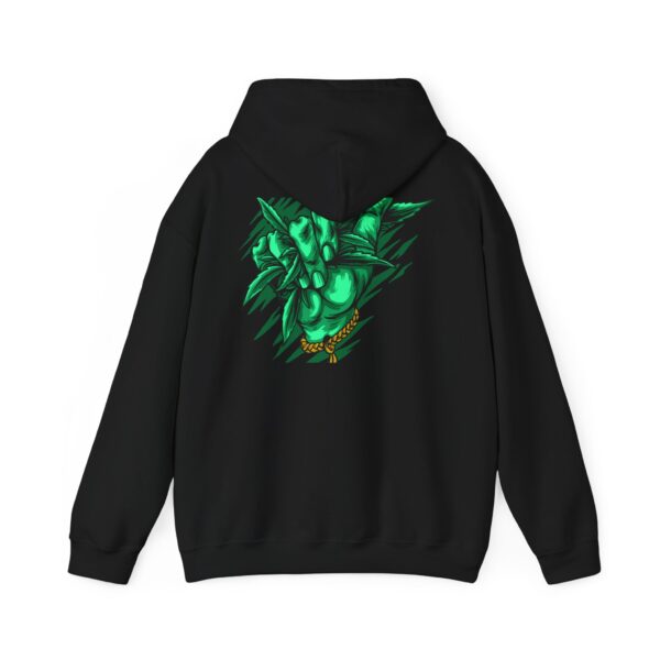 Green Fist Gold Chain Leaf Graphic Hoodie