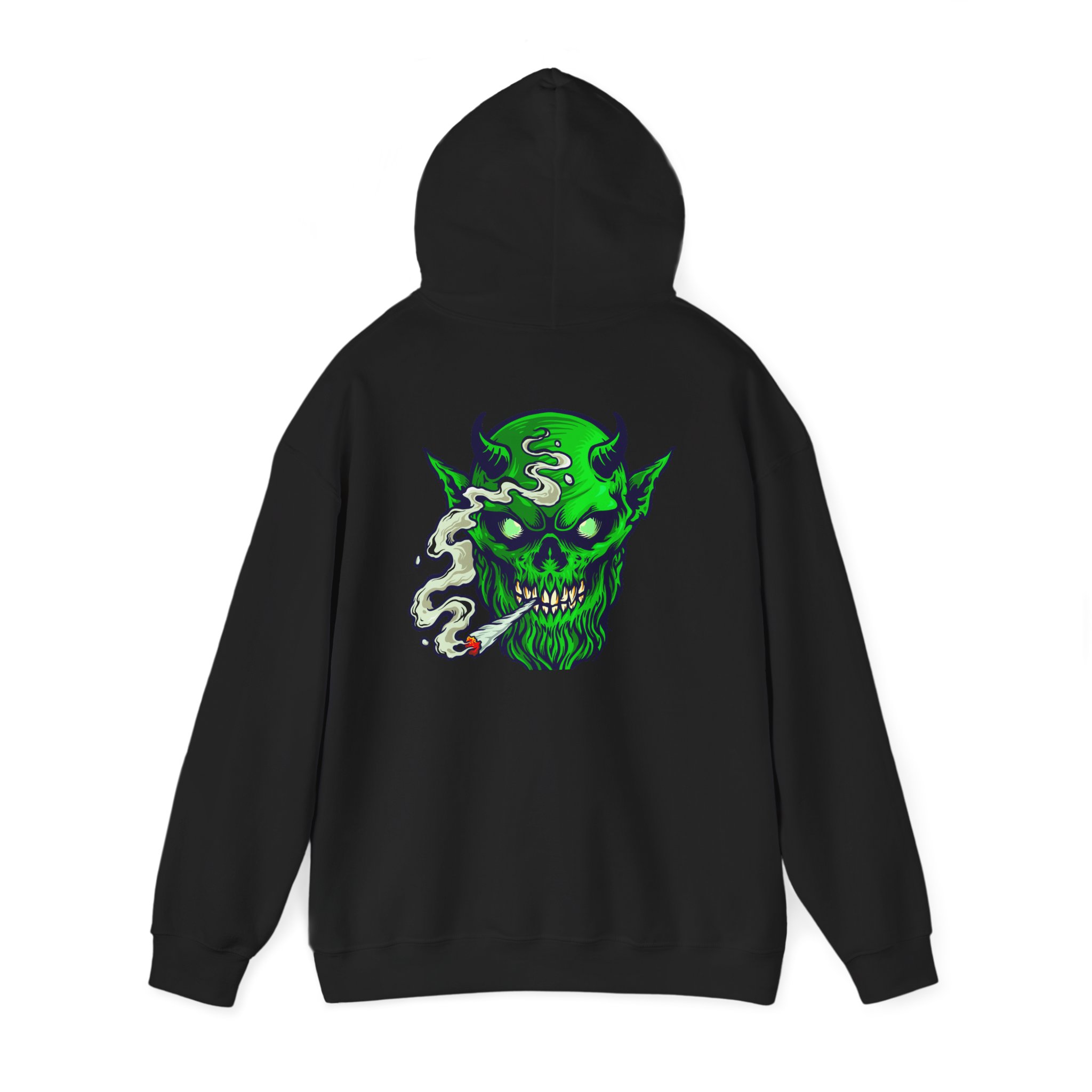 Neon Smoking Demon Graphic Hoodie - Image 3
