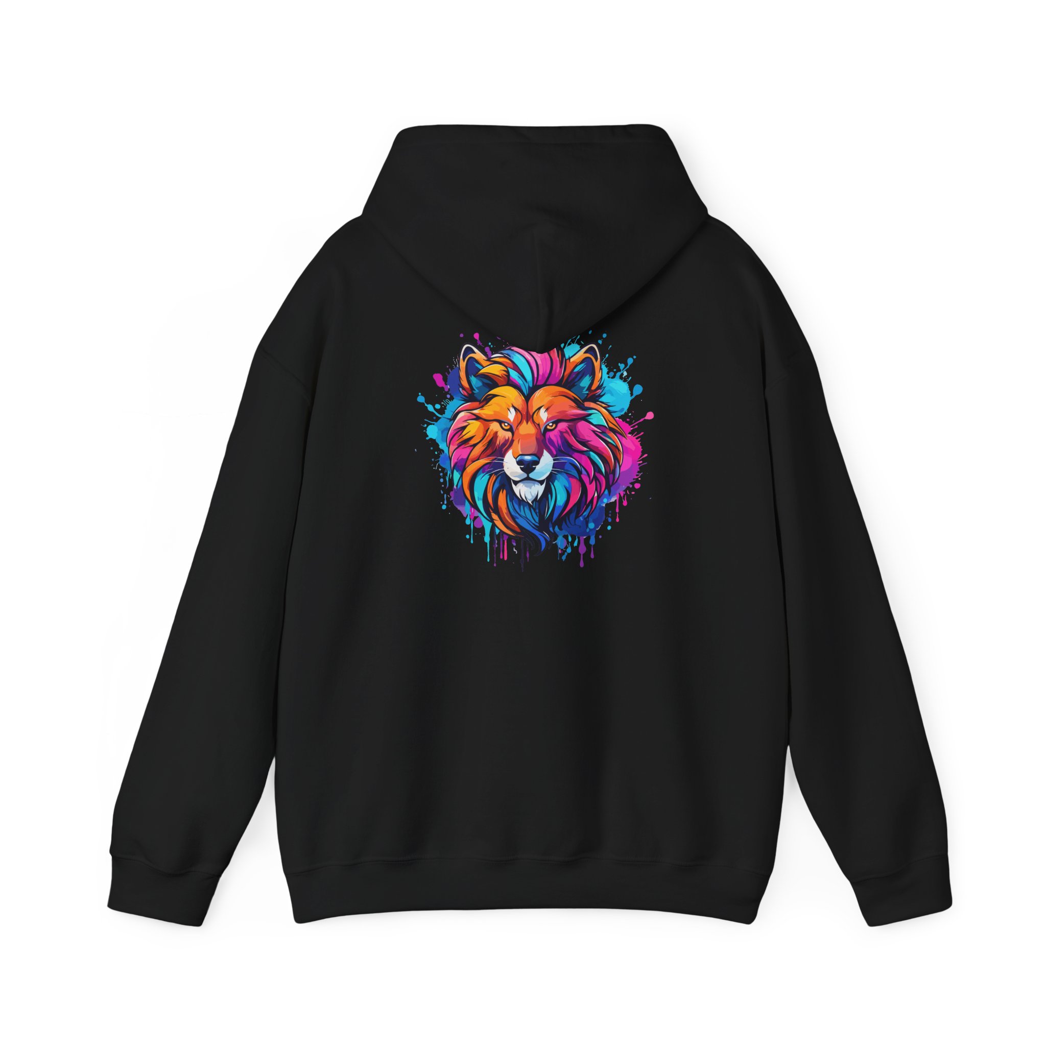 Color Wolf Portrait Graphic Hoodie - Image 3