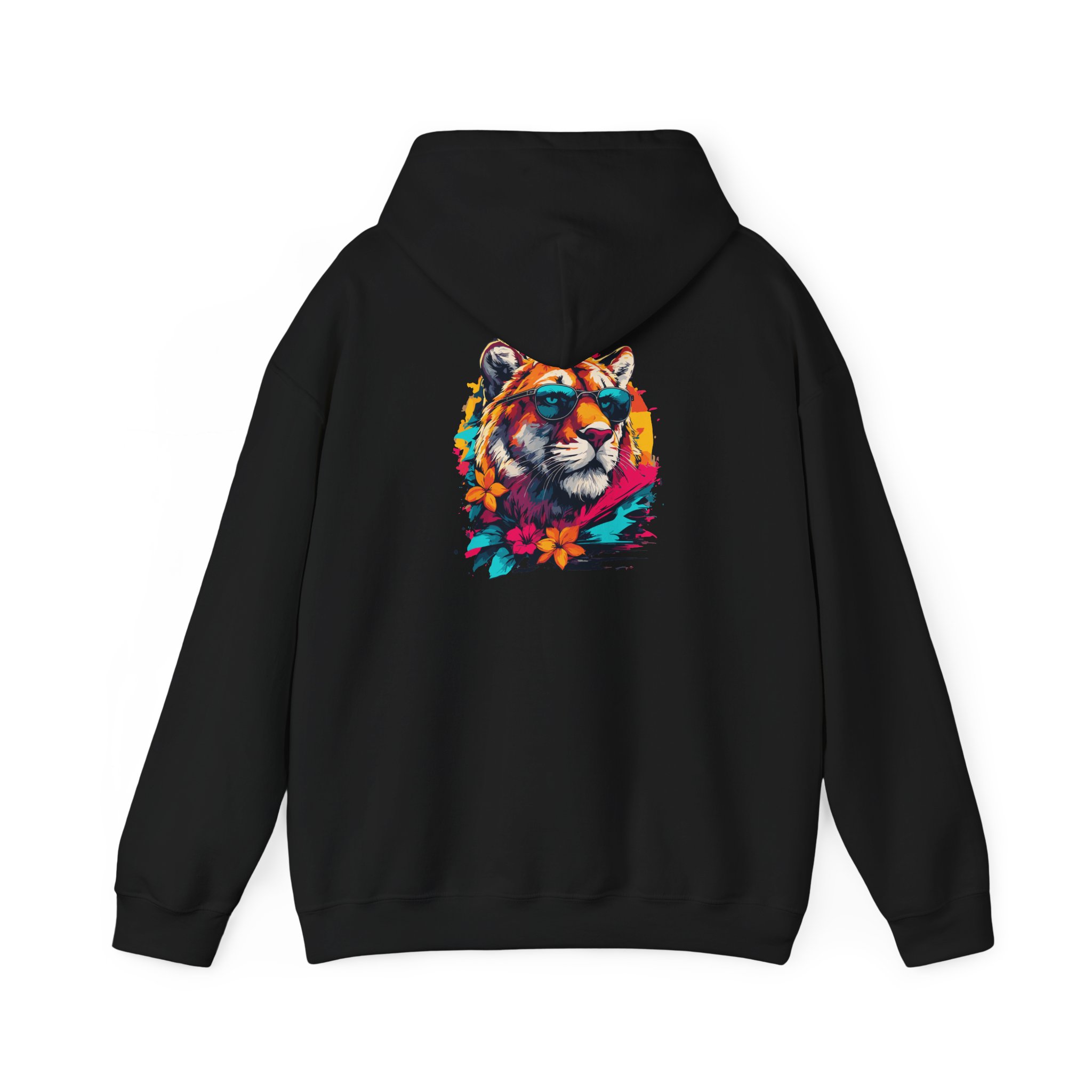Sunglass Tiger Flowers Graphic Hoodie - Image 3