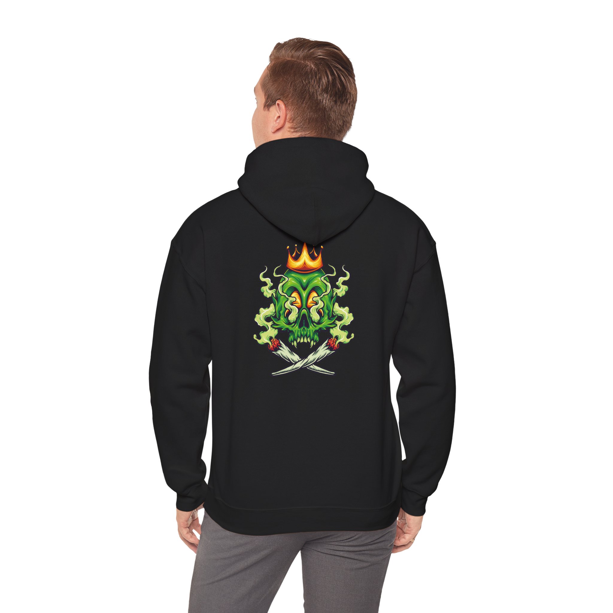 Crowned Green Skull Joints Graphic Hoodie - Image 5