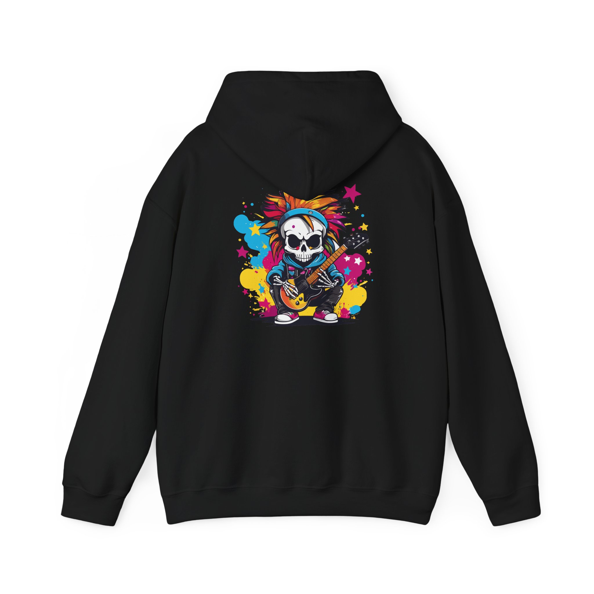 Mohawk Guitar Skull Graphic Hoodie - Image 3