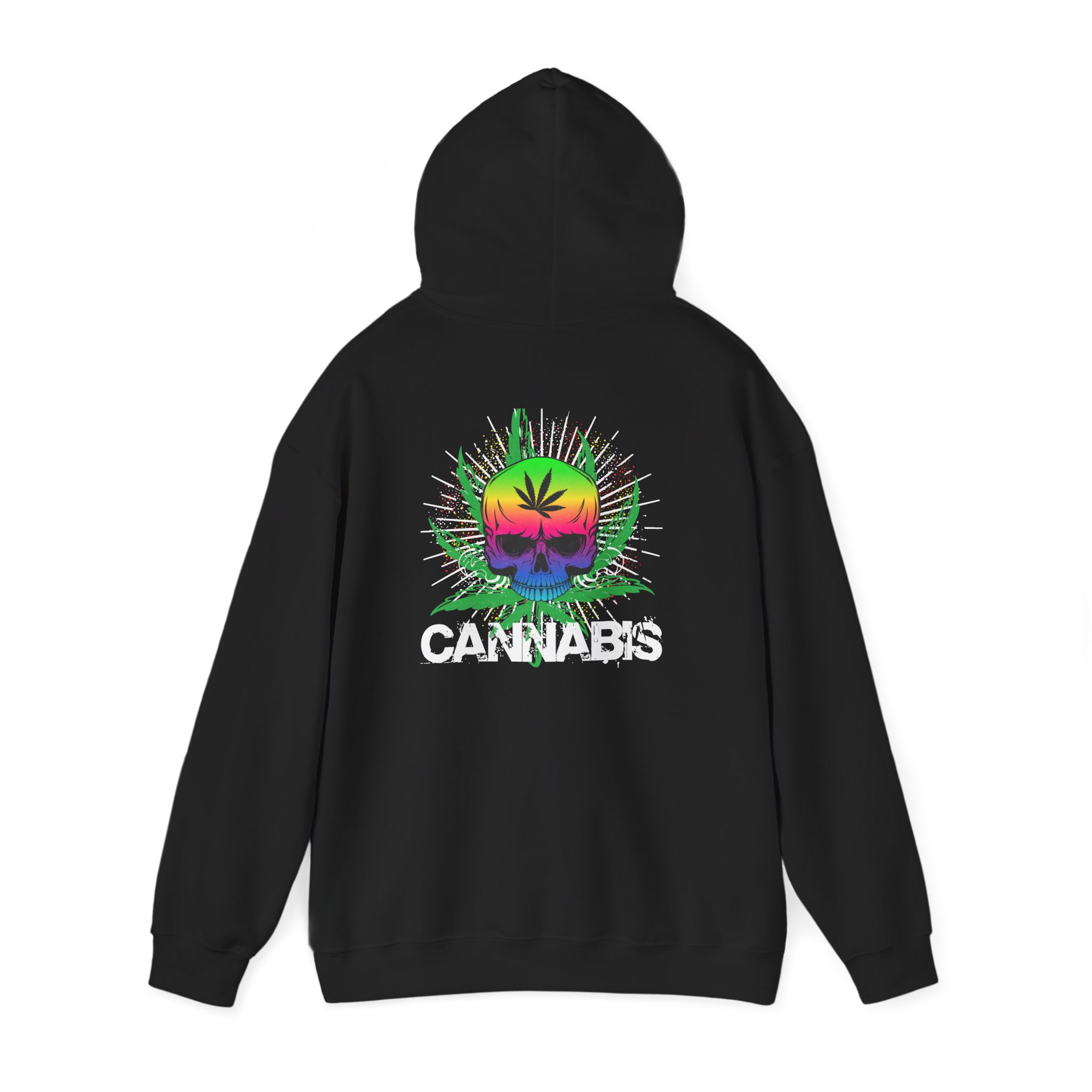 Rainbow Cannabis Skull Graphic Hoodie - Image 3